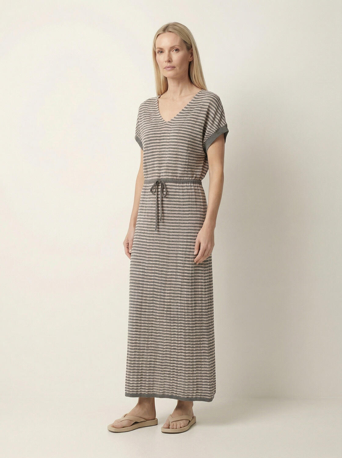 Haki Doğal Dökümlü Oversize Elbise - 3