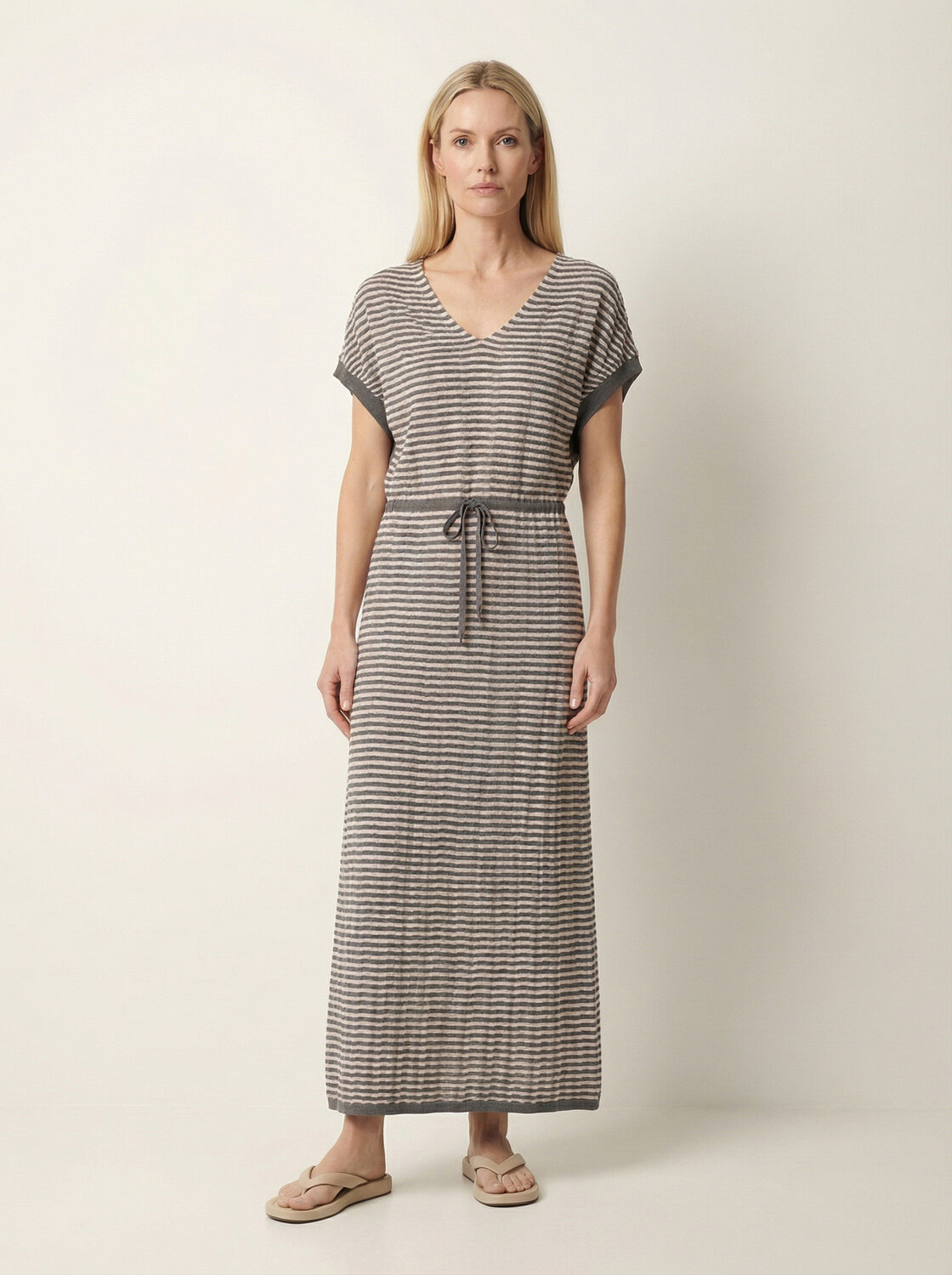 Haki Doğal Dökümlü Oversize Elbise