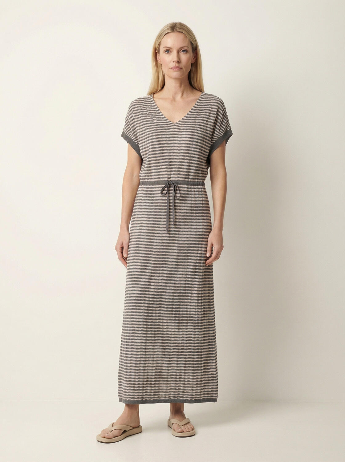 Haki Doğal Dökümlü Oversize Elbise - 1