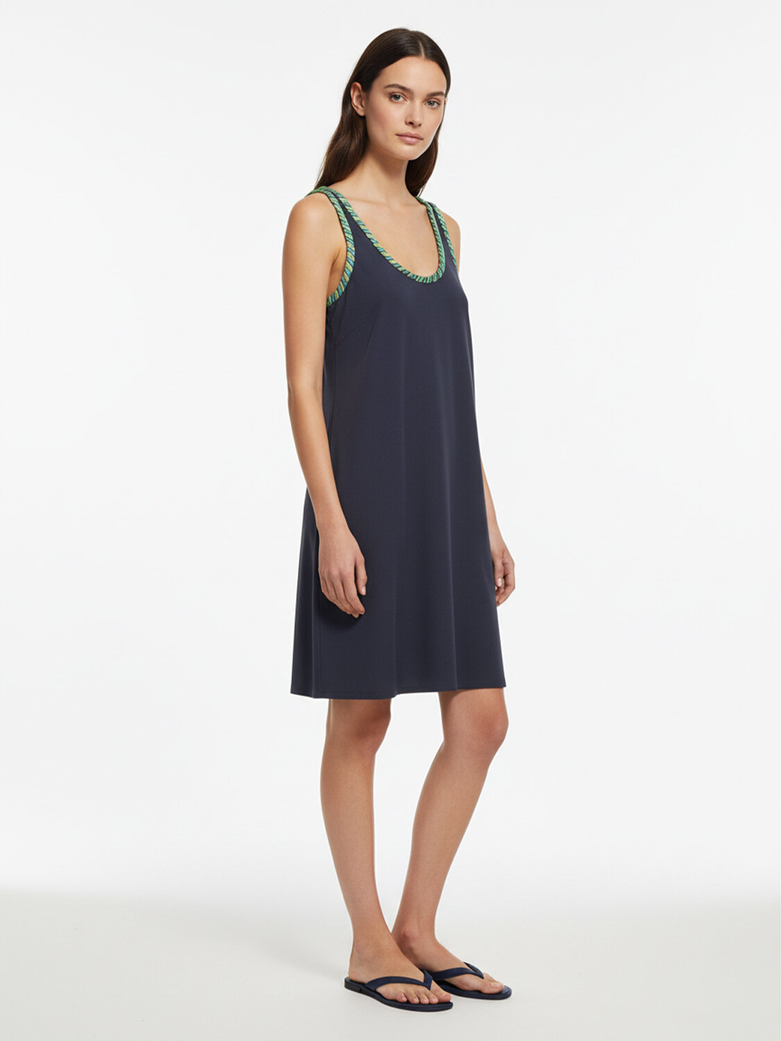 Lacivert Formunu Koruyan Oversize Elbise (1)