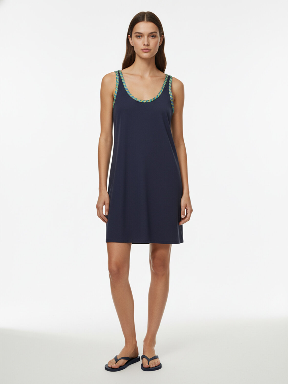 Lacivert Formunu Koruyan Oversize Elbise