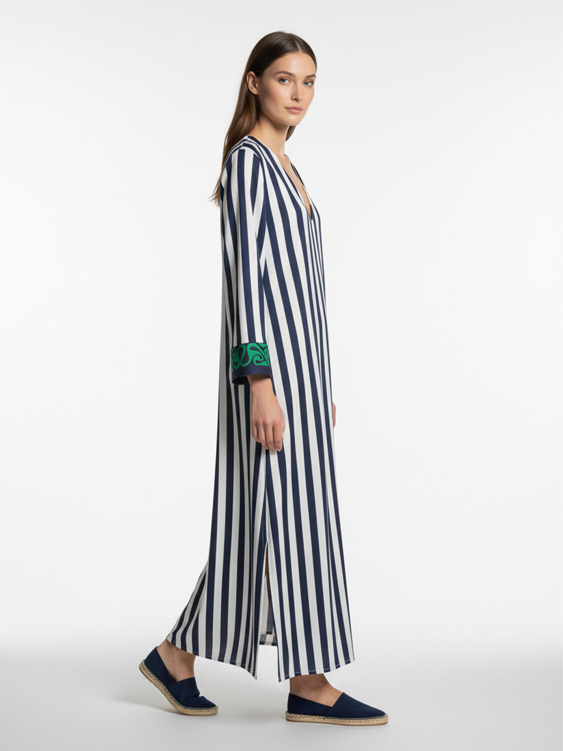 Lacivert Pamuk Dokulu Oversize Elbise (1)