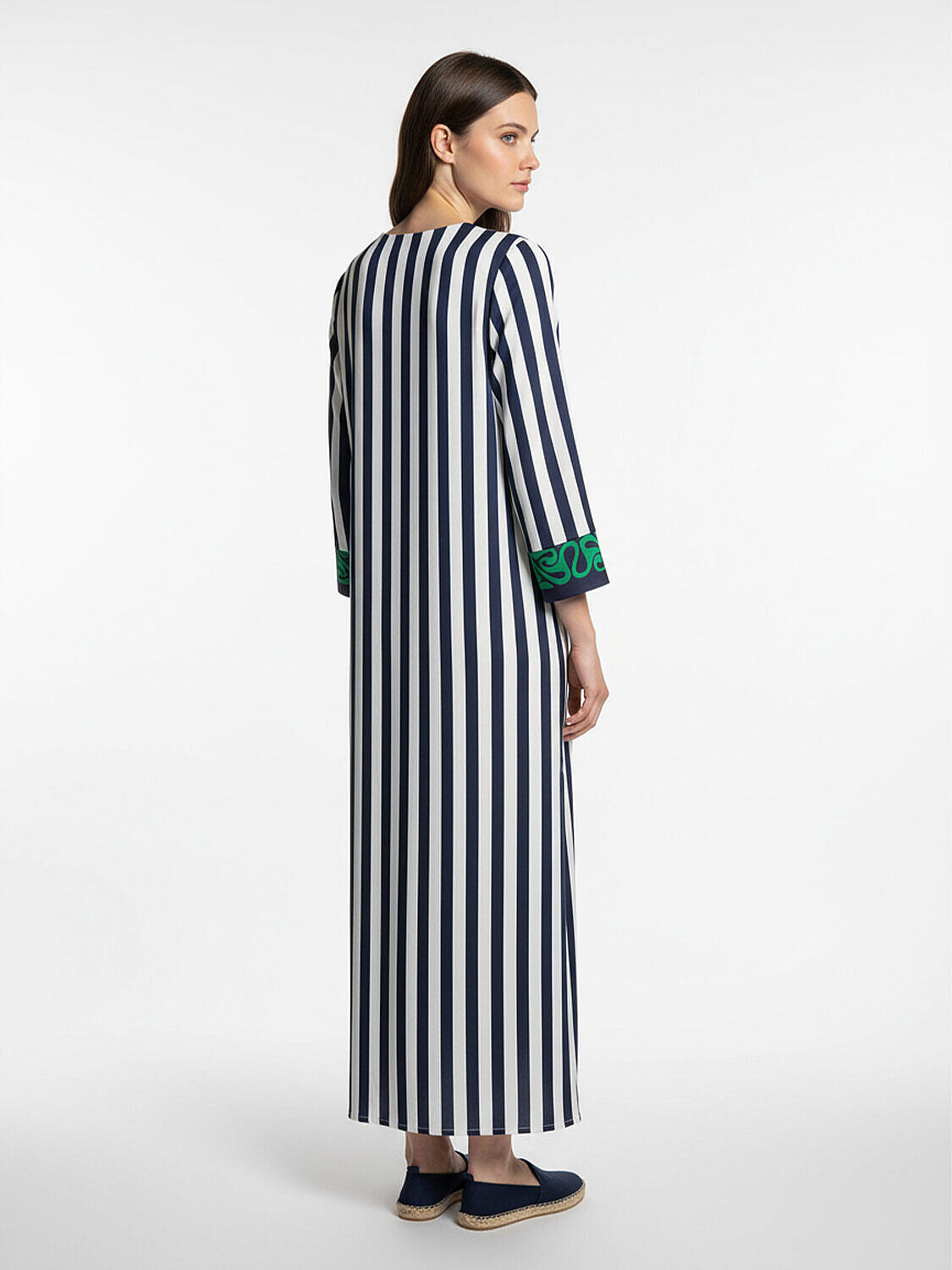 Lacivert Pamuk Dokulu Oversize Elbise (3)