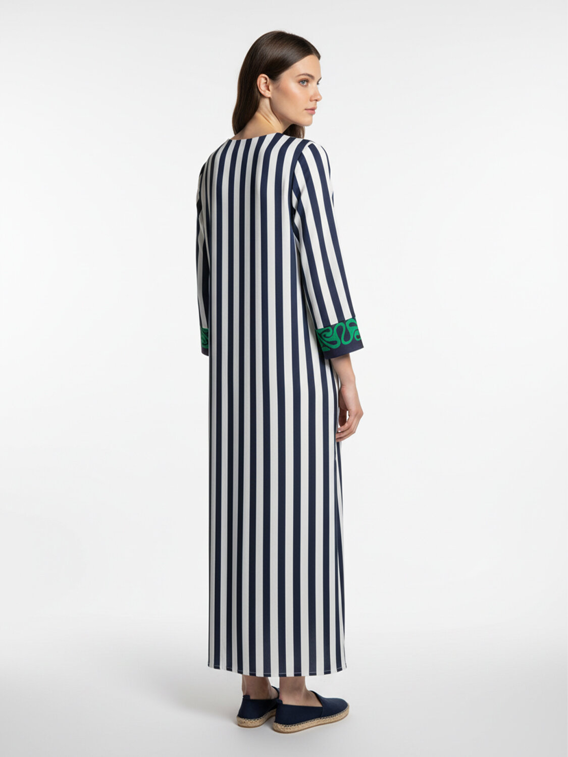 Lacivert Pamuk Dokulu Oversize Elbise - 3