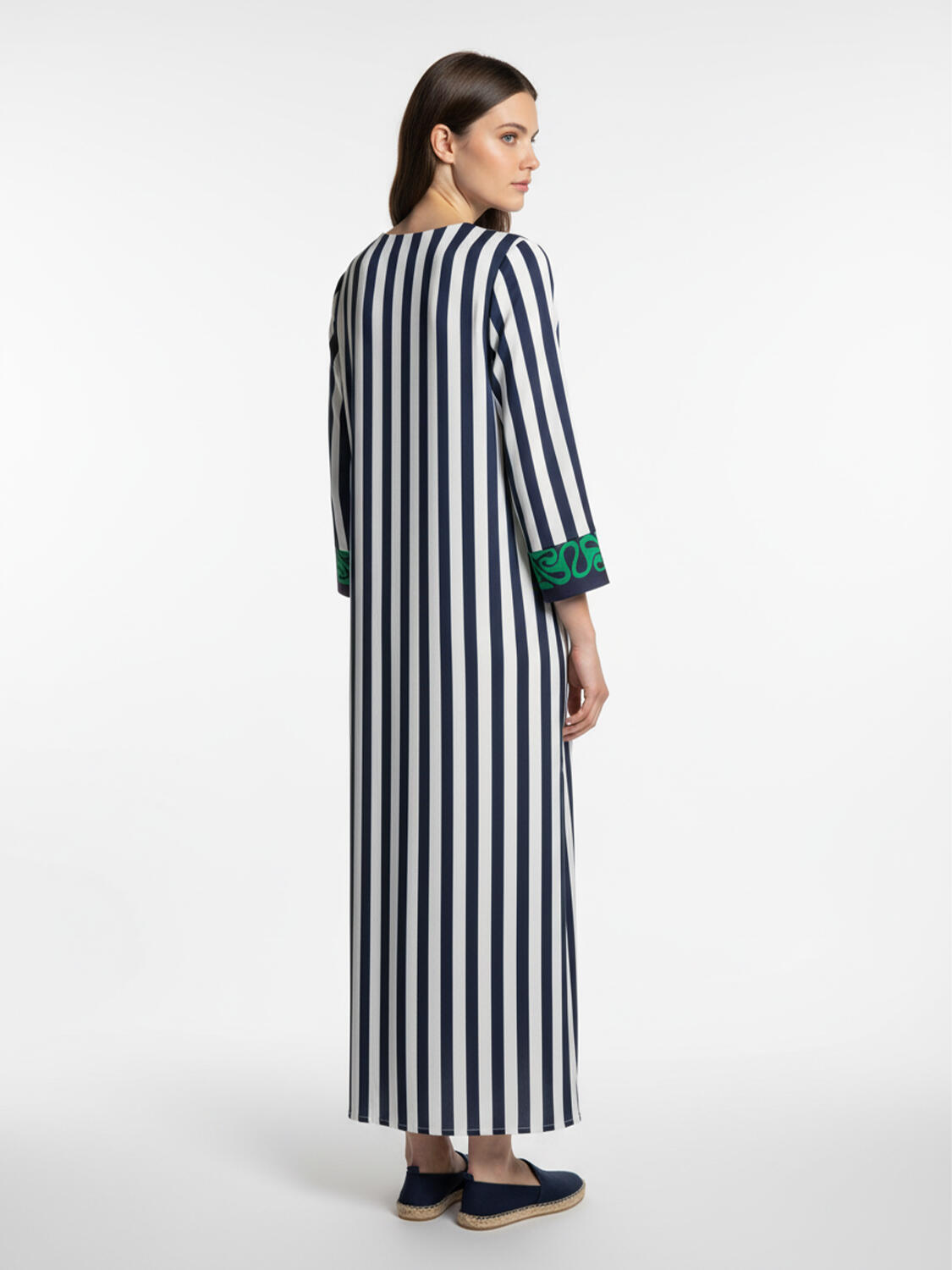 Lacivert Pamuk Dokulu Oversize Elbise - 3