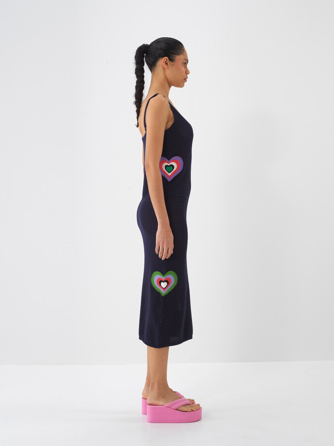 Lacivert Pamuk Dokulu Regular Fit Elbise (1)