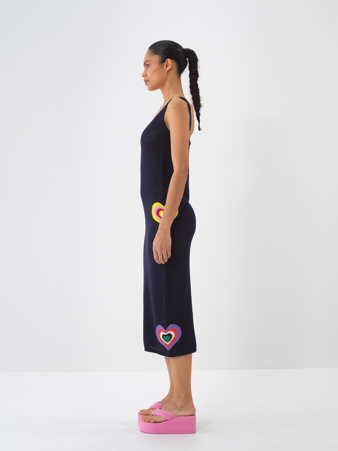 Lacivert Pamuk Dokulu Regular Fit Elbise (3)