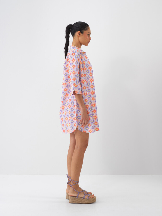 Lila Pamuk Dokulu Regular Fit Elbise (1)