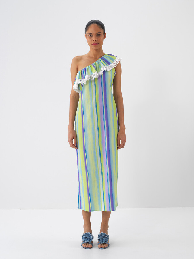 Lila Pamuk Dokulu Regular Fit Elbise