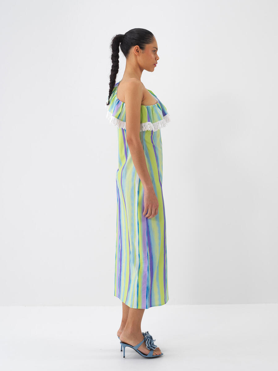 Lila Pamuk Dokulu Regular Fit Elbise - 2