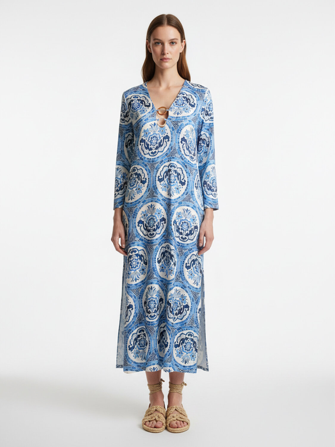 Mavi Formunu Koruyan Oversize Elbise - 3