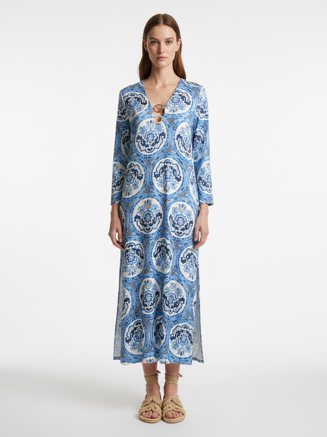 Mavi Formunu Koruyan Oversize Elbise - 3