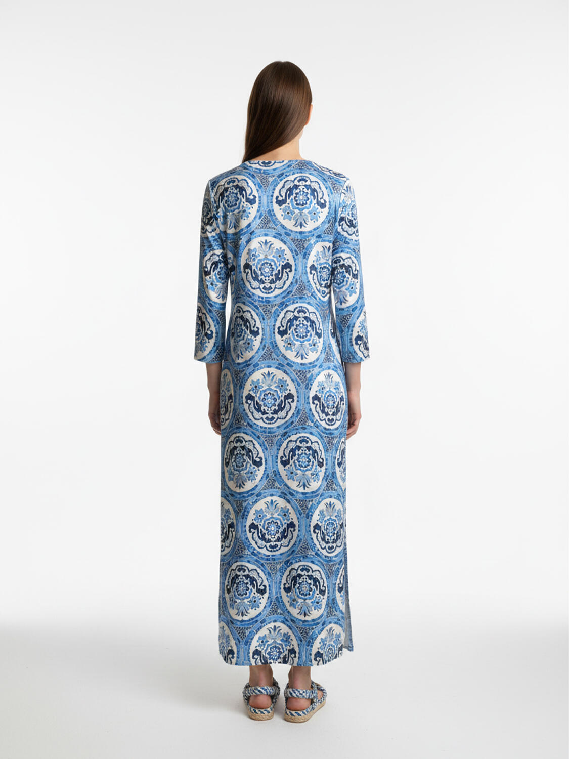 Mavi Formunu Koruyan Oversize Elbise - 4