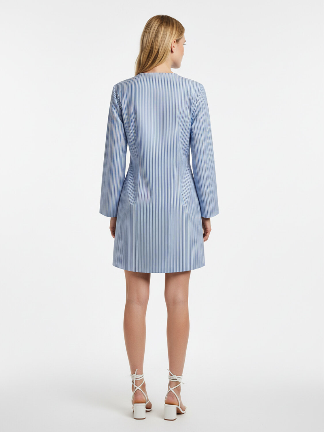 Mavi Pamuk Dokulu Regular Fit Elbise - 5