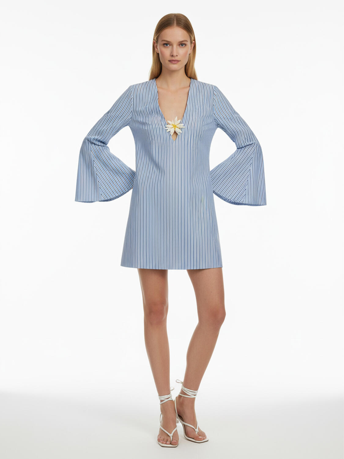 Mavi Pamuk Dokulu Regular Fit Elbise - 1