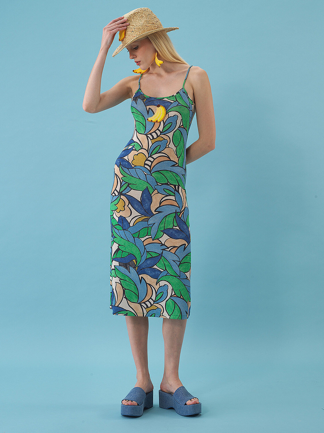 Mavi Doğal Dökümlü Regular Fit Elbise