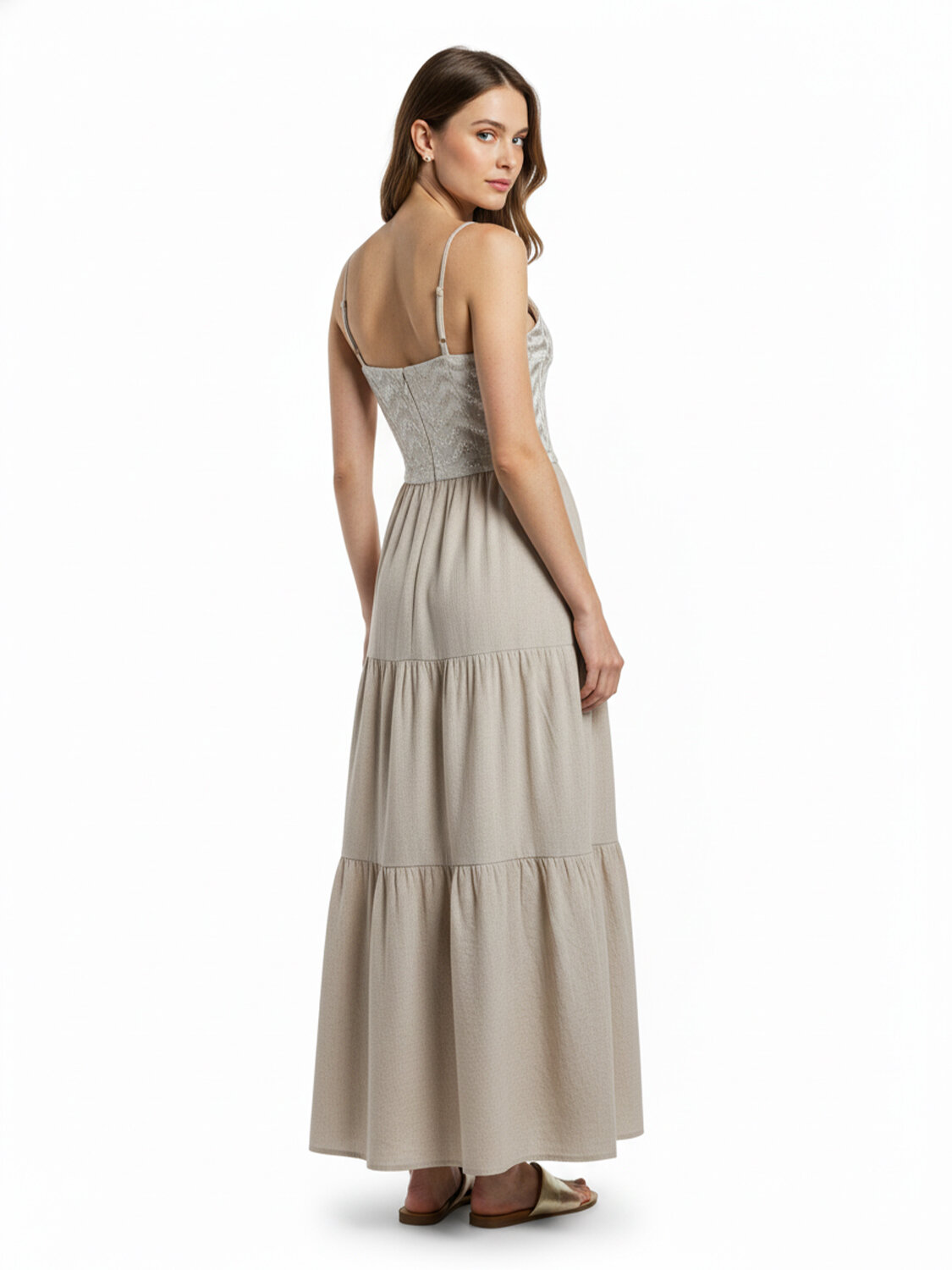 Naturel Keten Karışımlı Regular Fit Elbise - 3