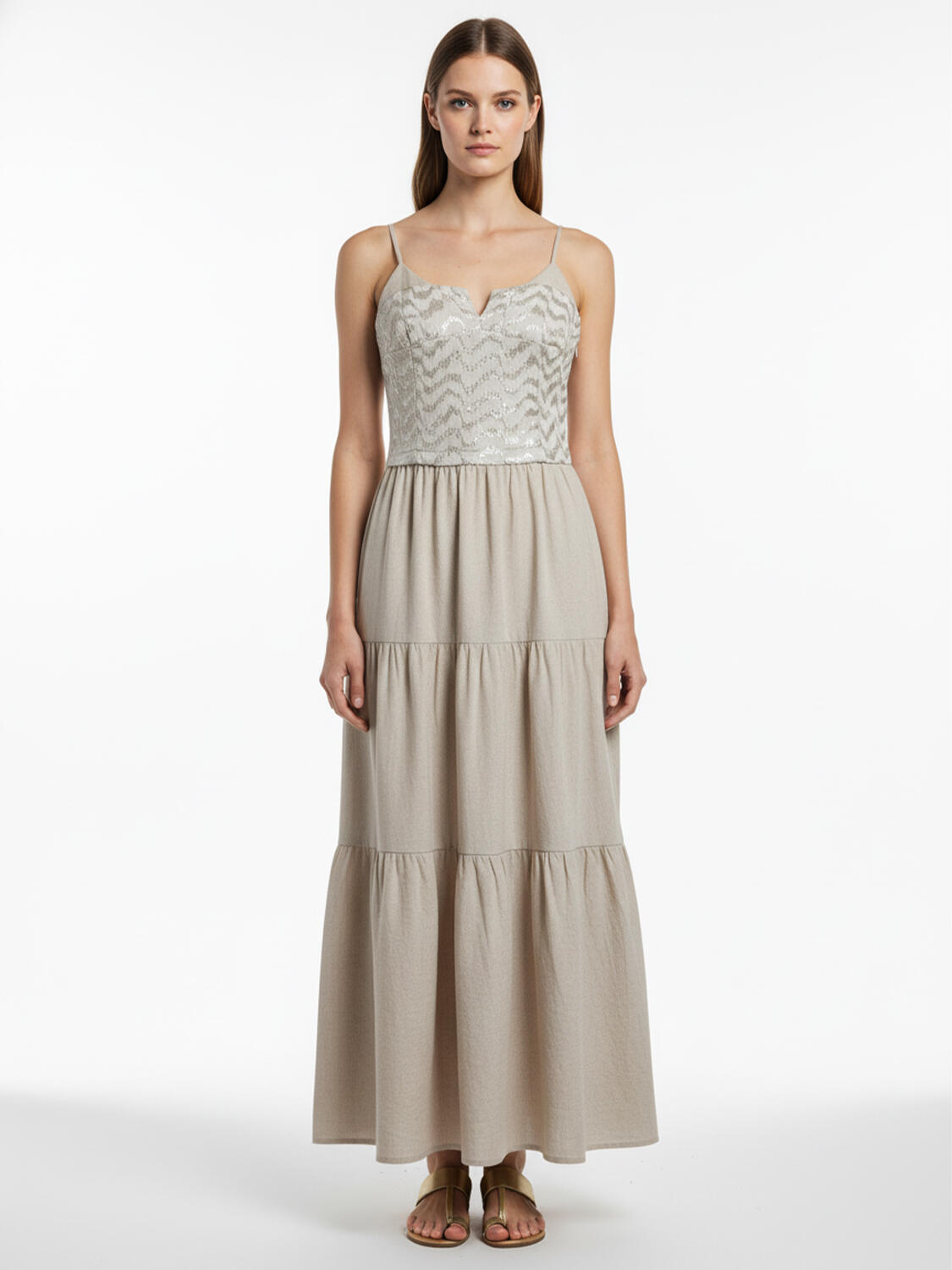 Naturel Keten Karışımlı Regular Fit Elbise - 1