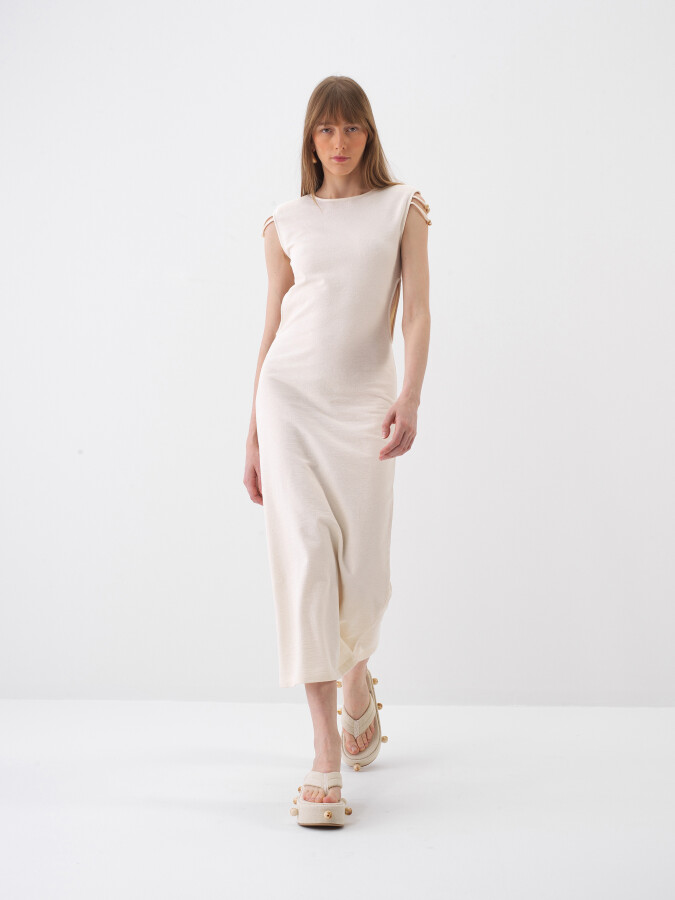 Naturel Pamuk Dokulu Regular Fit Elbise
