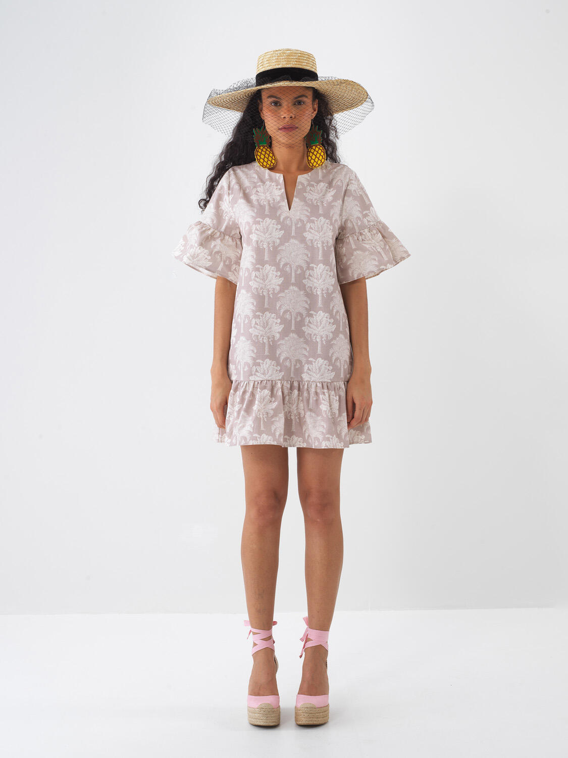 Naturel Pamuk Dokulu Regular Fit Elbise