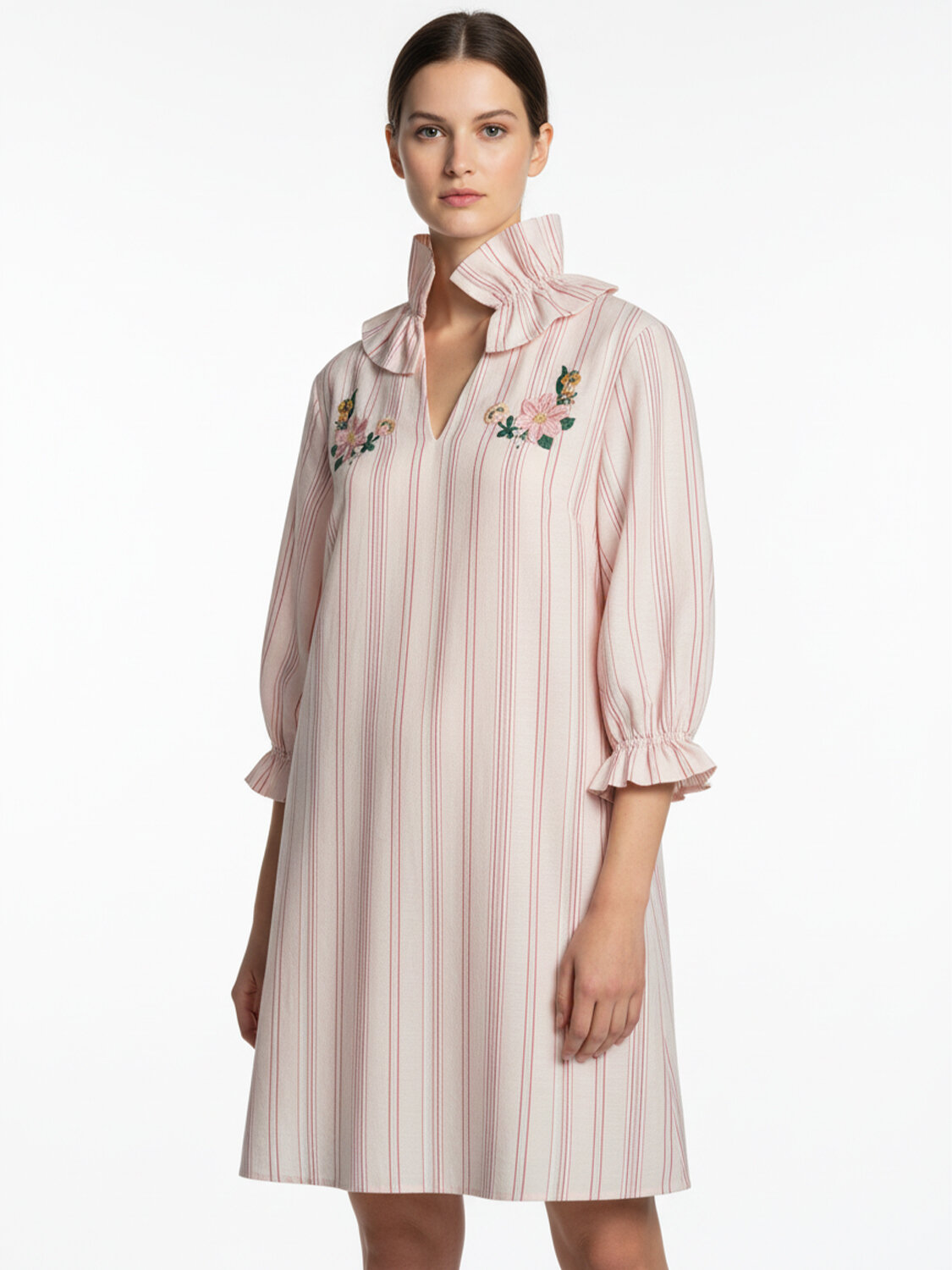 Pembe Keten Karışımlı Oversize Elbise (1)