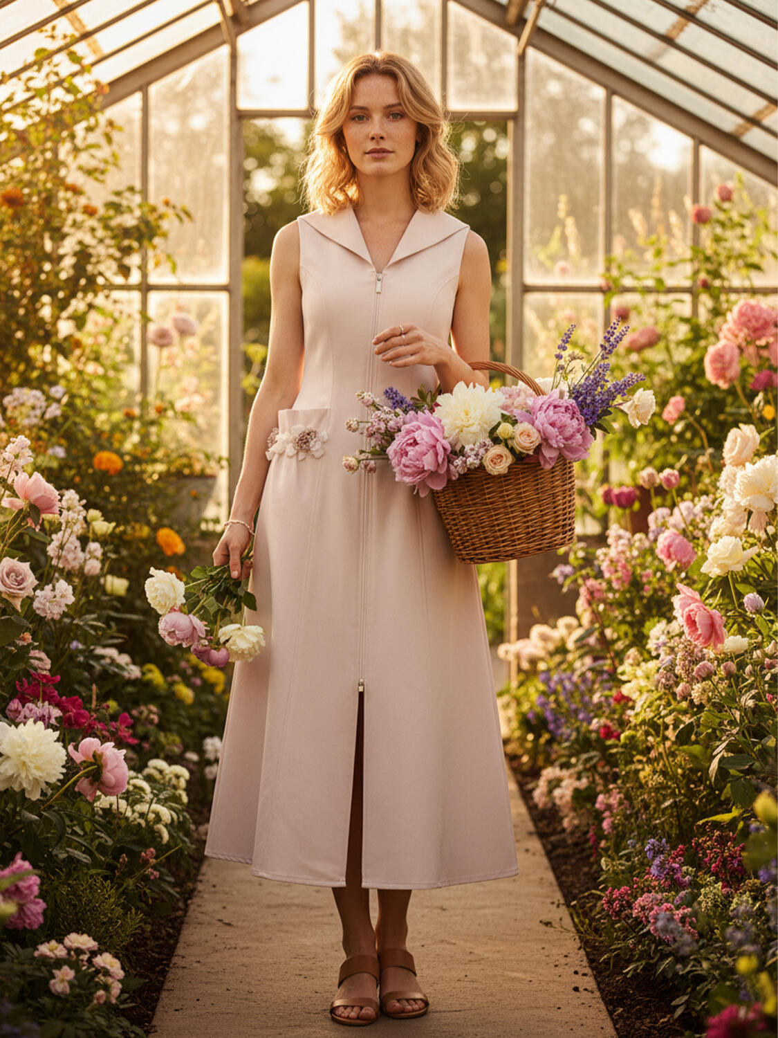 Pembe Pamuk Dokulu Regular Fit Elbise - 1