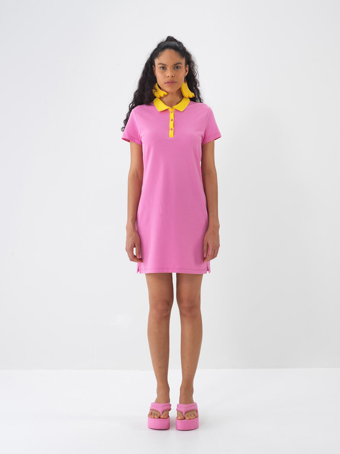 Pembe Pamuk Dokulu Regular Fit Elbise