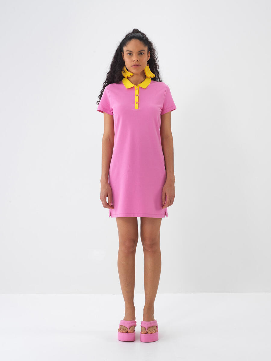 Pembe Pamuk Dokulu Regular Fit Elbise - 1