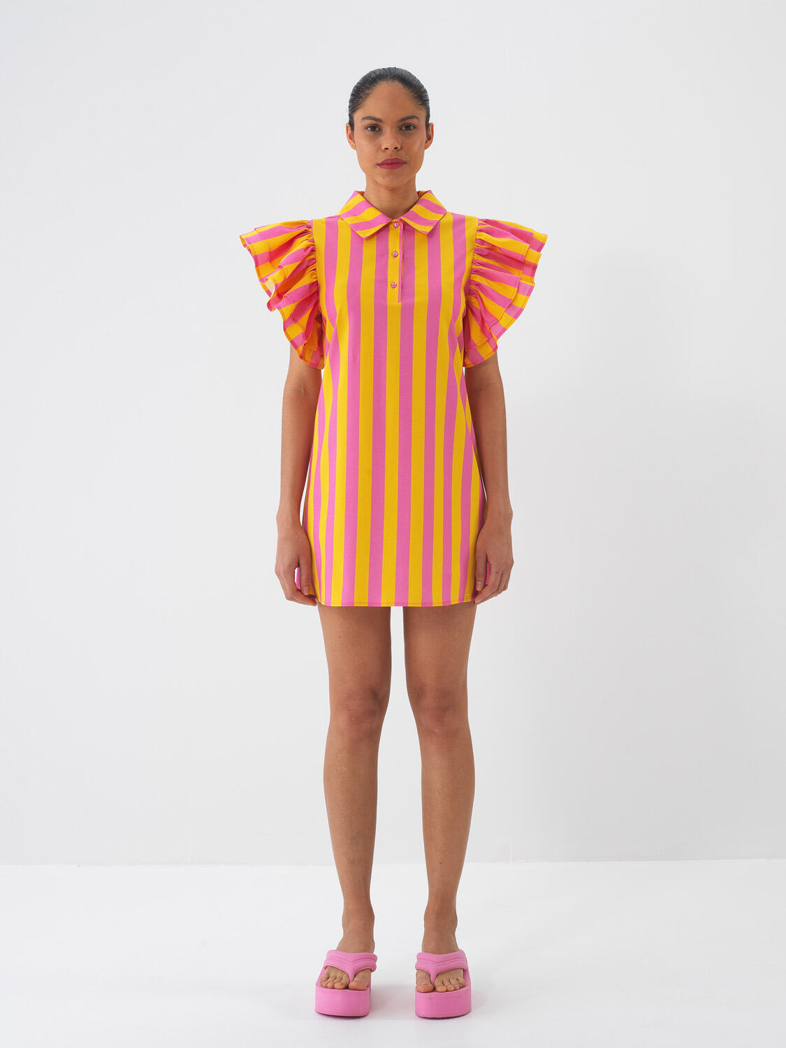 Pembe Pamuk Dokulu Regular Fit Elbise