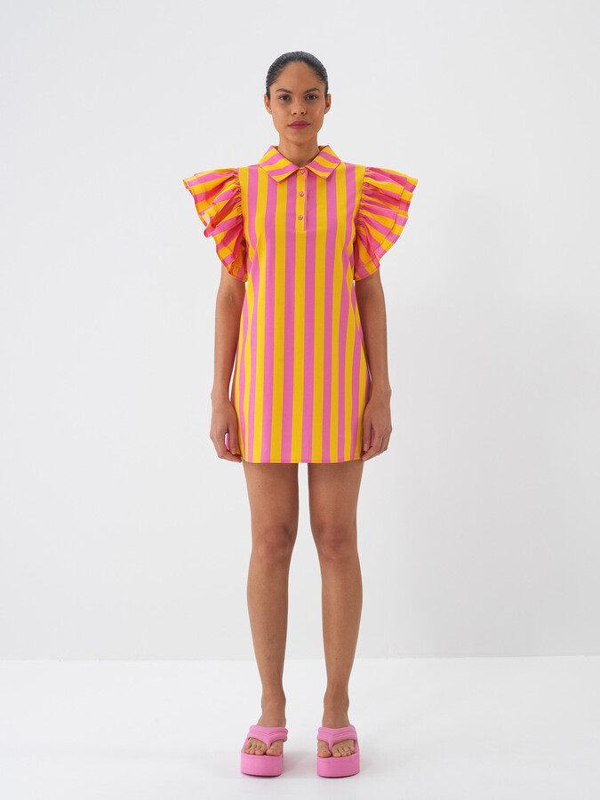 Pembe Pamuk Dokulu Regular Fit Elbise