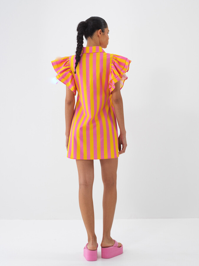 Pembe Pamuk Dokulu Regular Fit Elbise - 4