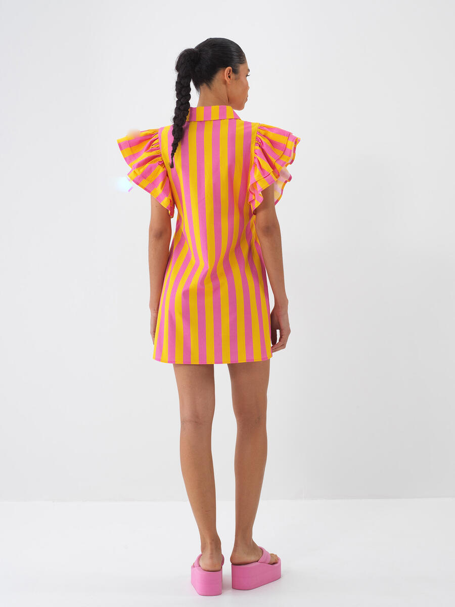 Pembe Pamuk Dokulu Regular Fit Elbise - 4