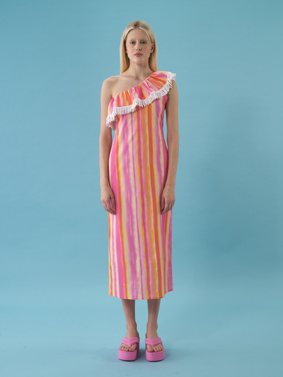 Pembe Pamuk Dokulu Regular Fit Elbise