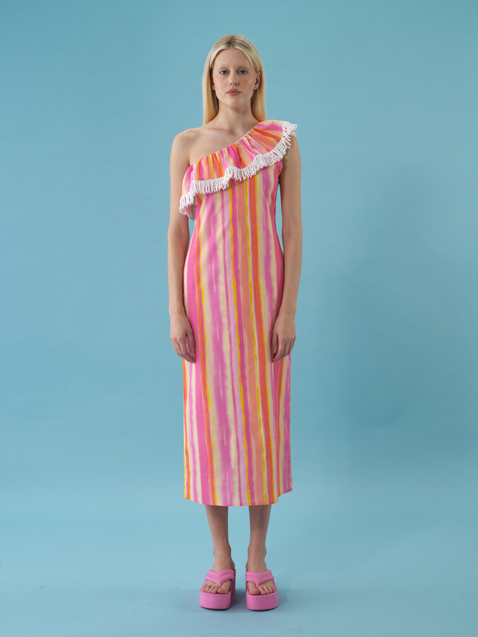 Pembe Pamuk Dokulu Regular Fit Elbise