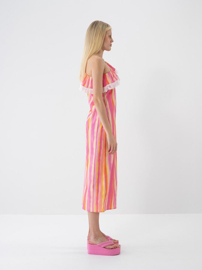 Pembe Pamuk Dokulu Regular Fit Elbise - 6