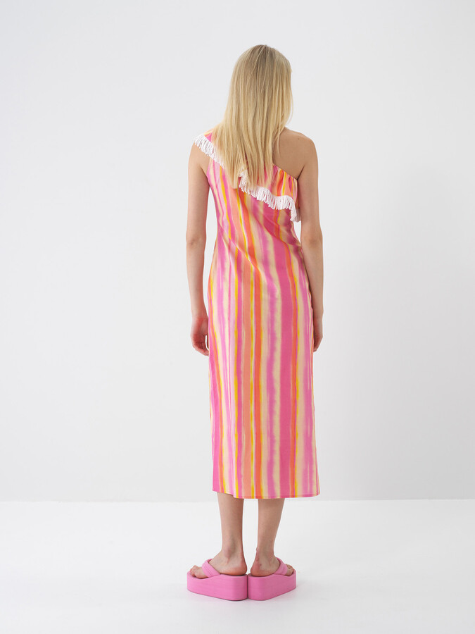 Pembe Pamuk Dokulu Regular Fit Elbise - 8