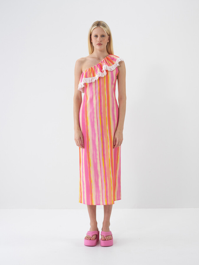 Pembe Pamuk Dokulu Regular Fit Elbise - 5