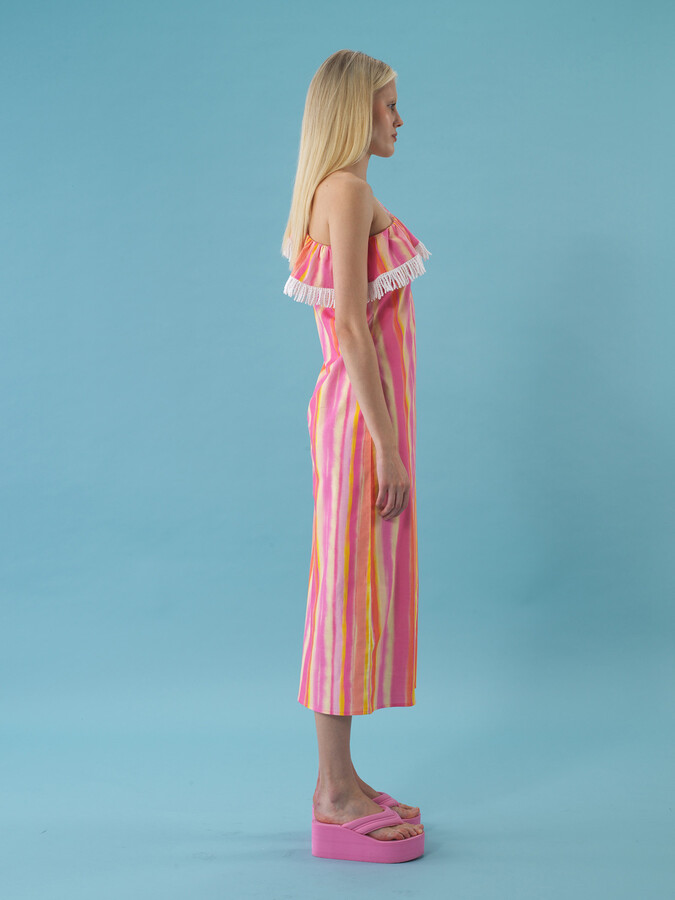 Pembe Pamuk Dokulu Regular Fit Elbise (1)