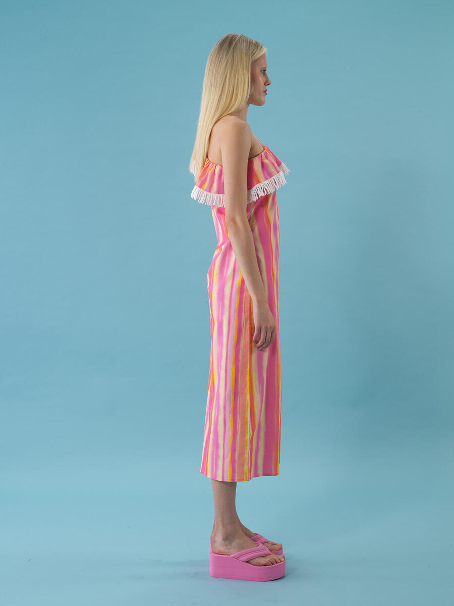 Pembe Pamuk Dokulu Regular Fit Elbise - 2