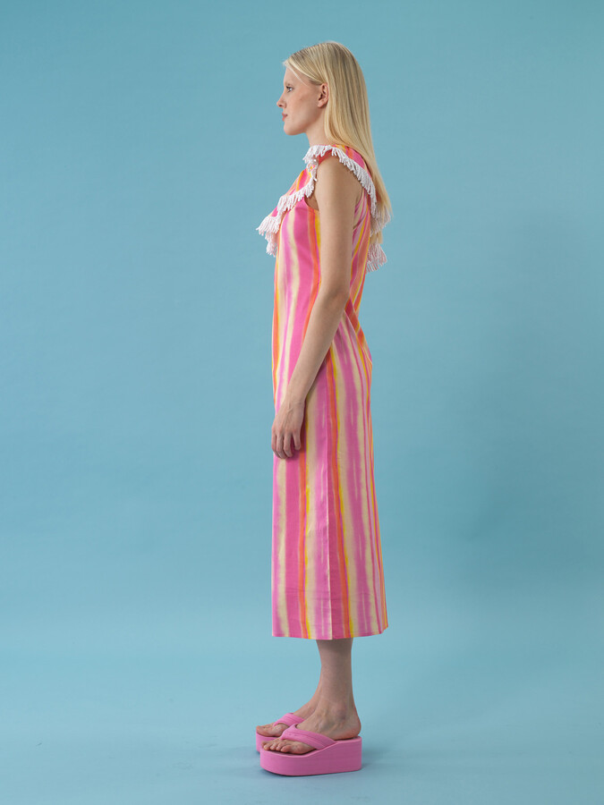 Pembe Pamuk Dokulu Regular Fit Elbise - 3