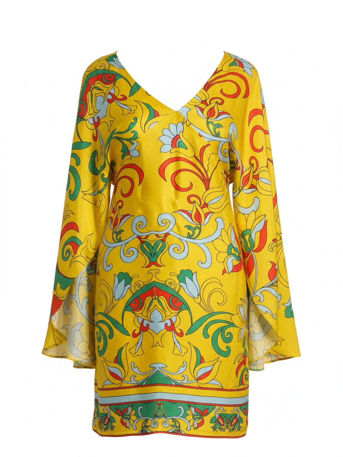 Sarı Doğal Dökümlü Oversize Elbise - 4