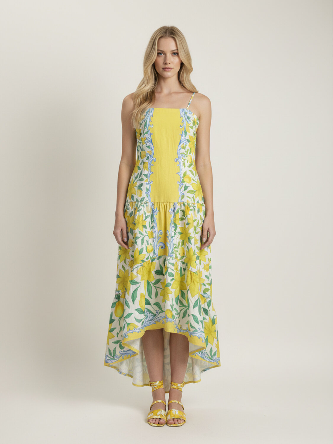 Sarı Pamuk Dokulu Regular Fit Elbise (1)