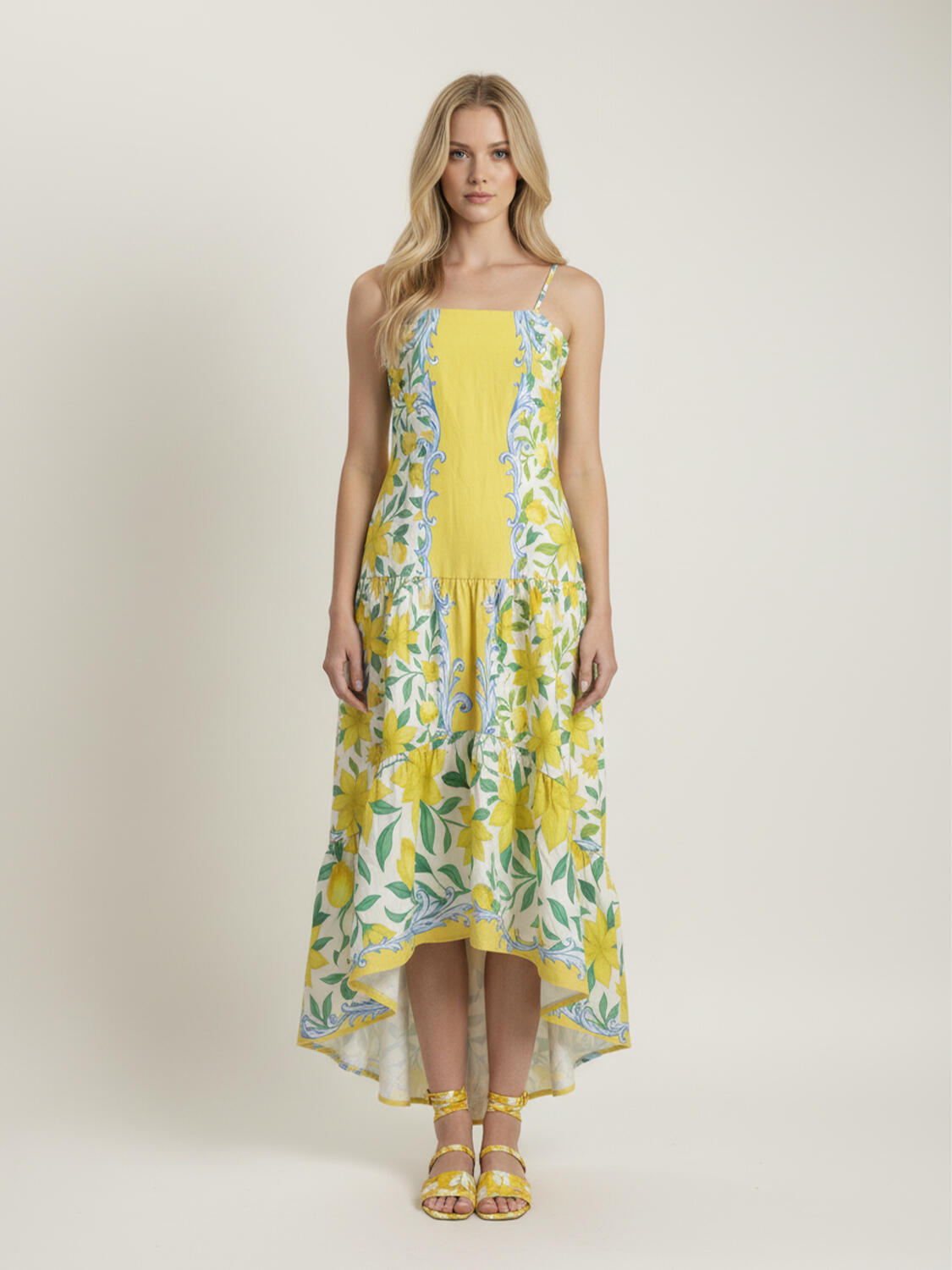 Sarı Pamuk Dokulu Regular Fit Elbise - 2