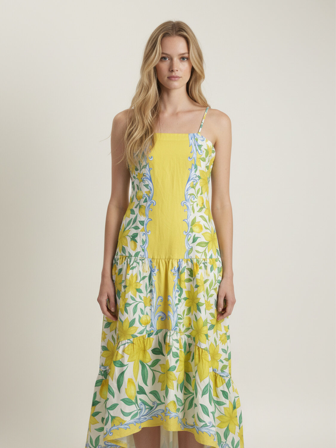 Sarı Pamuk Dokulu Regular Fit Elbise - 3