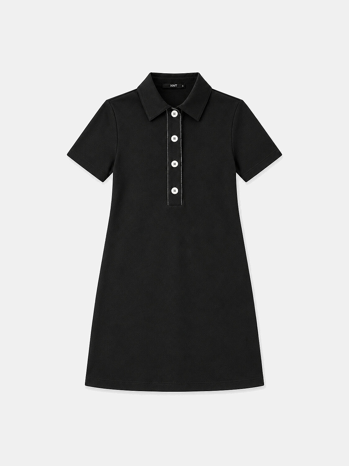 Siyah Esnek Dokulu Regular Fit Elbise
