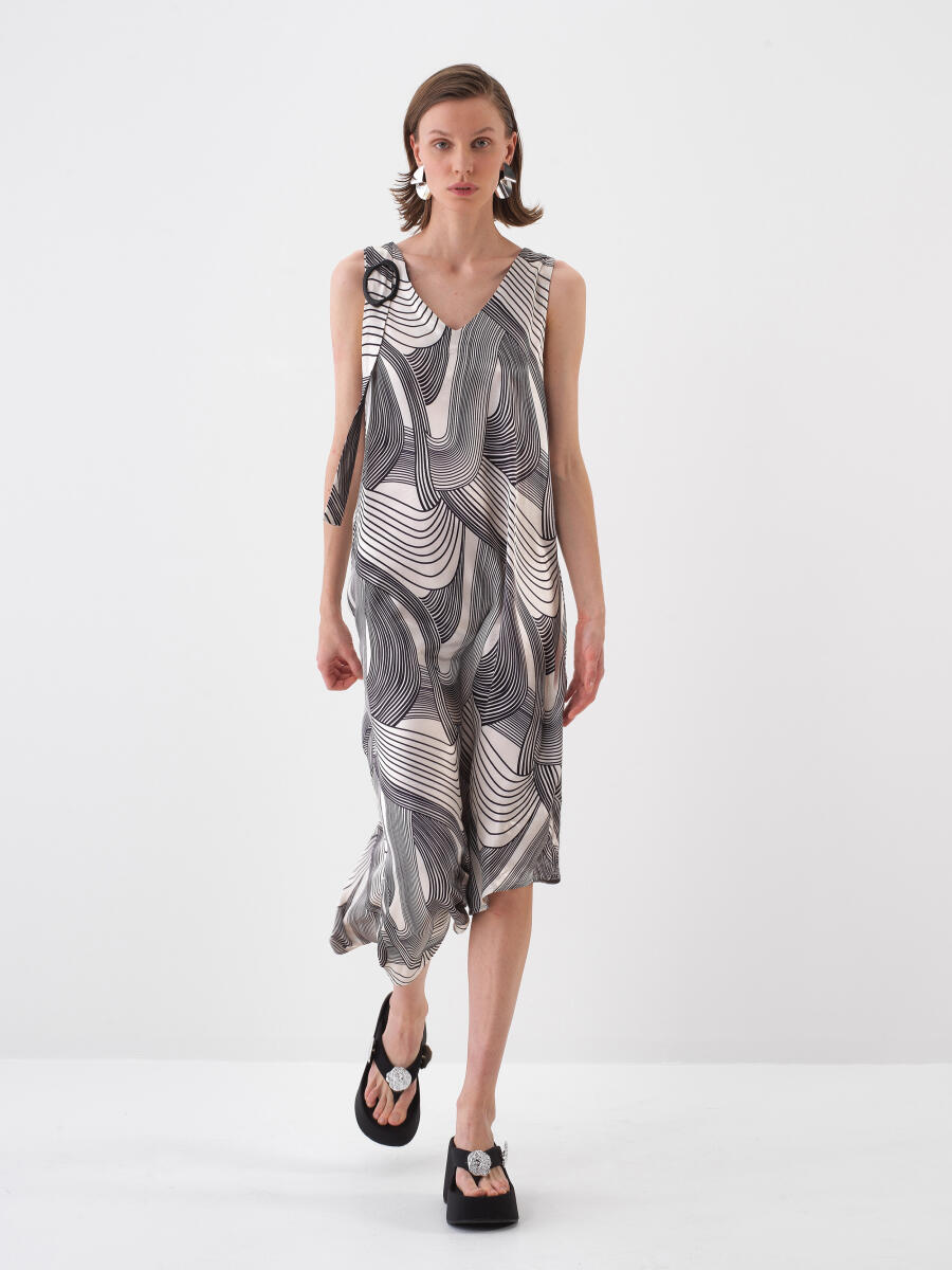 Siyah Doğal Dökümlü Regular Fit Elbise - 1