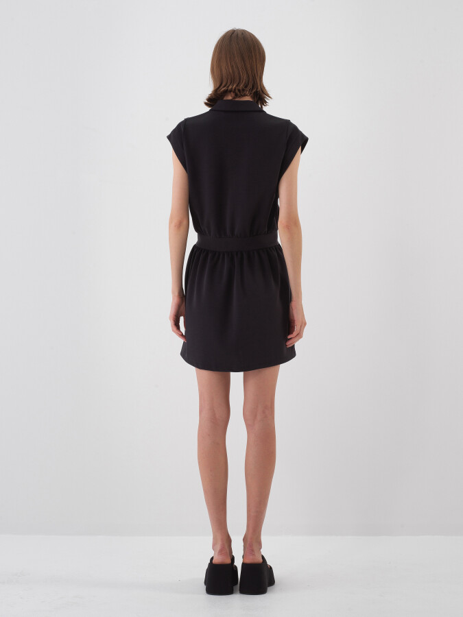 Siyah Modal Karışımlı Regular Fit Elbise - 5