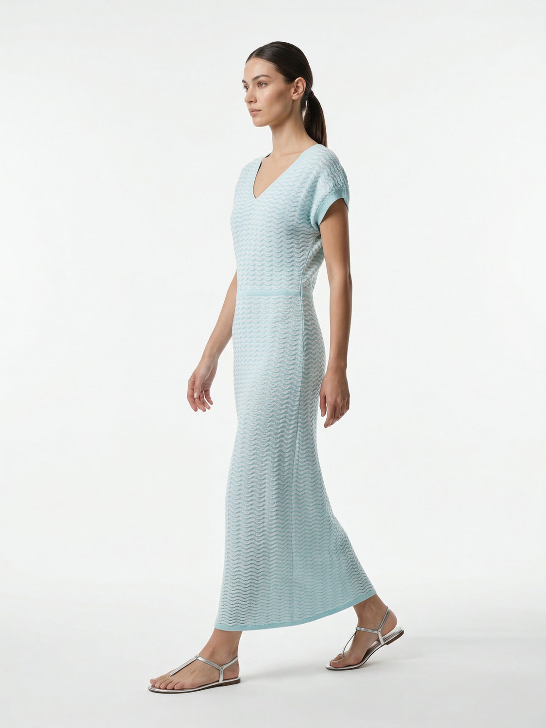 Turkuaz Doğal Dökümlü Oversize Elbise (1)