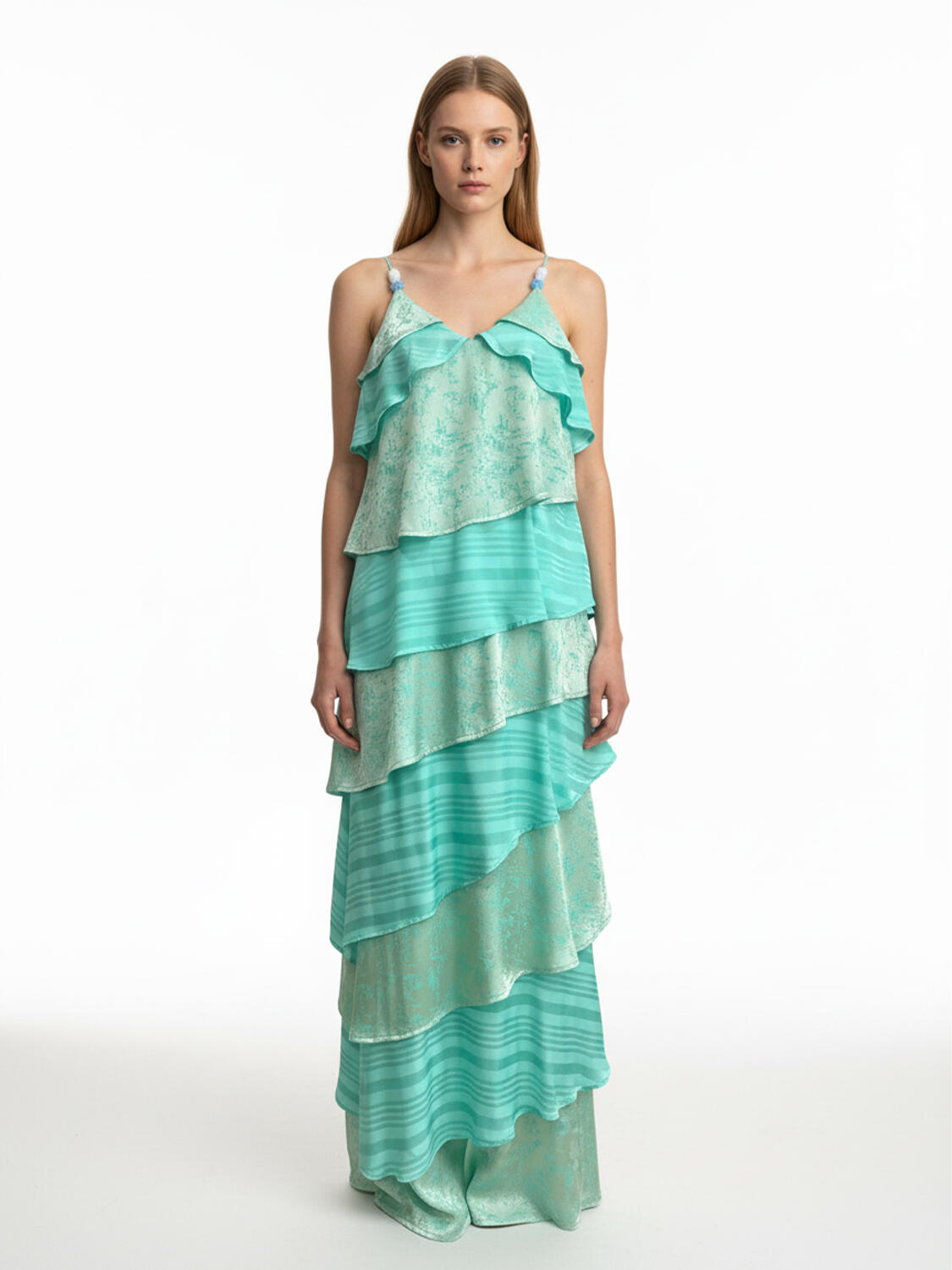 Yeşil Doğal Dökümlü Regular Fit Elbise - 3