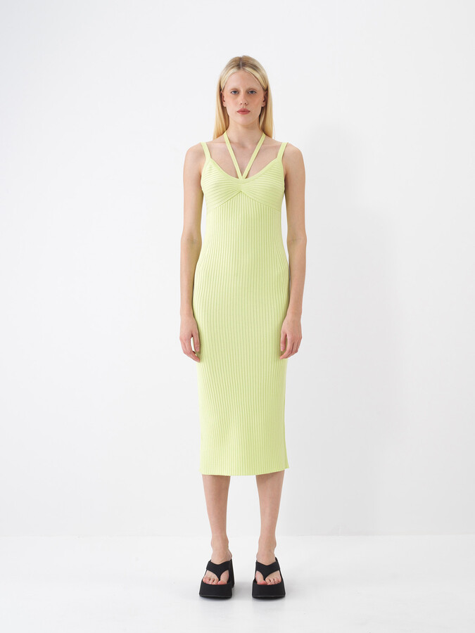 Yeşil Doğal Dökümlü Oversize Elbise